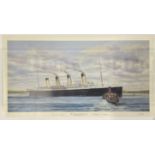 R.M.S TITANIC: Simon Fisher limited edition print The Titanic at Queenstown signed by survivors