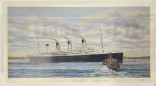 R.M.S TITANIC: Simon Fisher limited edition print The Titanic at Queenstown signed by survivors