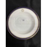 WHITE STAR LINE: First-Class Copeland Spode Stonier and Company soup bowl with cobalt blue and