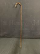 R.M.S. LUSITANIA: Gentleman's cane with white metal fittings and band, engraved Lusitania. 34¾ins.