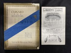 R.M.S. LUSITANIA: Cunard Daily Bulletin for the Lusitania 26th March 1908 plus a brochure for the '