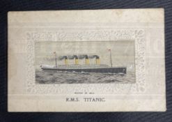 R.M.S. TITANIC: Rare silk postcard, used May 6th 1912, 'I thought you might like one of these