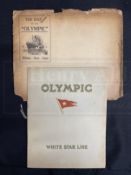 R.M.S. OLYMPIC: Buff Manila promotional brochure in original envelope titled The Book of Olympic.