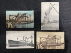 BELFAST/SHIPBUILDING: Four real photo cards showing Titanic's Great Gantry, The Floating Crane and