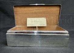 WHITE STAR LINE/R.M.S. TITANIC: A unique hallmarked silver cigarette box presented to Mr F.V. Palmer