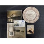 OCEAN LINER: Collectables to include Lusitania medal, Homeric commemorative plate, Titanic 75th