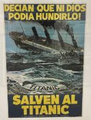 R.M.S. TITANIC: Rare oversize Spanish colour movie poster for the film SOS Titanic. 28ins. x 42ins.