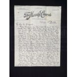 R.M.S. TITANIC: THE PASTOR JOHN HARPER ARCHIVE. Superb three page letter handwritten by John