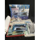 R.M.S. TITANIC: Collection of modern collectables including prints and models.
