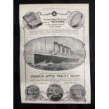 R.M.S. TITANIC: Rare Vinolia Otto Toilet Soap advertisement from April 6th 1912. 11ins. x 15ins.