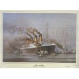 R.M.S. TITANIC: Signed limited edition print Departure into History by Colin Verity 4/800. 30½ins. x