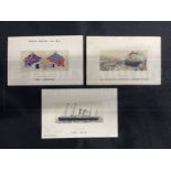 OCEAN LINER: Collection of seven silk postcards including R.M.S. Campania and S.S. Celtic. (7)