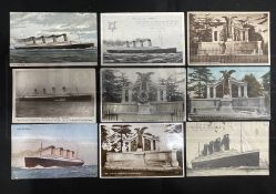 R.M.S. TITANIC: Period real photographic Titanic and Olympic related postcards. (9)