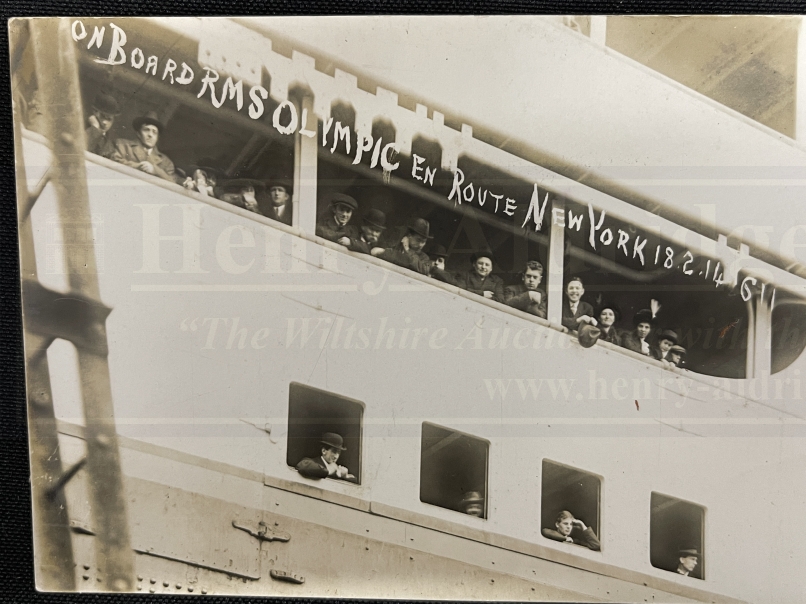 R.M.S. OLYMPIC: Rare real photo postcard 'onboard R.M.S. Olympic en route New York 18.2.14', Rapp - Image 2 of 2