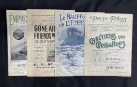 R.M.S. EMPRESS OF IRELAND: Unusual sheet music to include 'Gone Are The Friends We Knew.' (4)