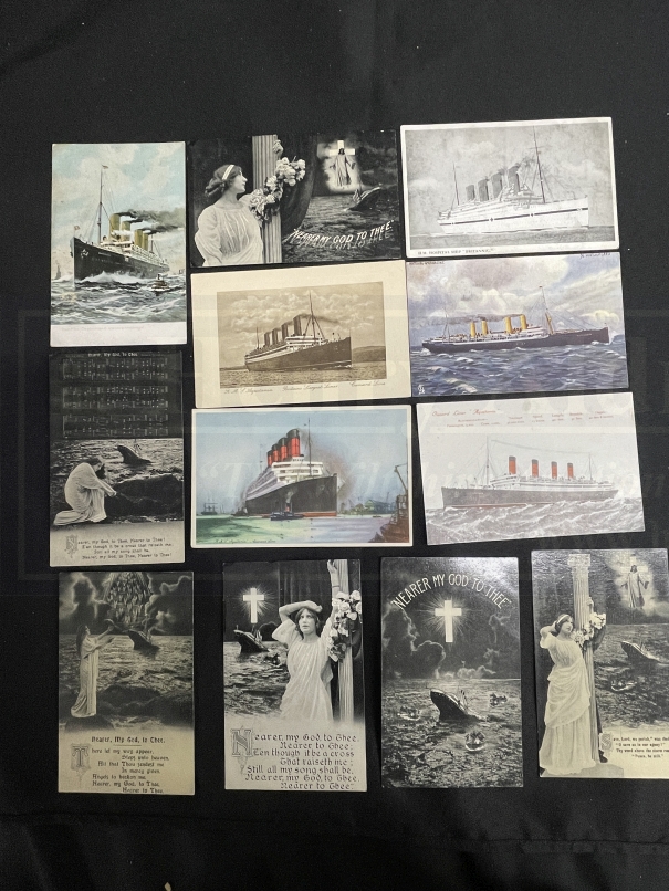 R.M.S. TITANIC: Bamforth In Memorium set of six, Nearer My God to Thee postcards, H.M.H.S.