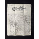 R.M.S. TITANIC: THE PASTOR JOHN HARPER ARCHIVE. Superb three page letter handwritten by John