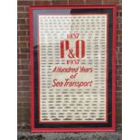 OCEAN LINER: Rare P&O oversize poster 'P&O 1837-1937 A Hundred Years of Sea Transport', shows