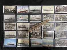 OCEAN LINER: Collection of mostly real photo liner cards to include unusual Queen Mary examples,