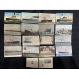 OCEAN LINER: R.M.S. Lusitania book postcard plus a collection of other related liner cards including