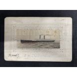 OCEAN LINER: Rare prototype for a silk postcard for the S.S. California.