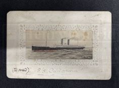 OCEAN LINER: Rare prototype for a silk postcard for the S.S. California.