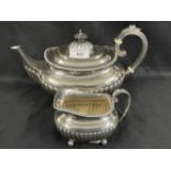 Hallmarked: Silver teapot and cream jug, Sheffield 1907 -1908 by James Dixon & Son. Teapot approx.