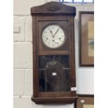 Clocks: 1930s Fontenoy & Fontenay oak wall mounted clock. 29ins.