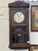 Clocks: 1930s Fontenoy & Fontenay oak wall mounted clock. 29ins.