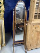 Early 20th cent. Mahogany and maple full length mirror on arched supports. 63ins. x 16½ins.