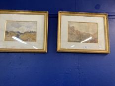 19th cent. English School. Watercolour of a mountain scene signed Philip Mitchell bottom left.