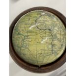Scientific Instruments: 19th cent. Malby pocket globe in treen case, partially obscured cartouche
