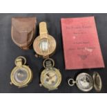 Militaria: Selection of compasses including WWI Short & Masons 1916, 1911 and 1912. (3) Plus one