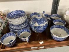 Large quantity of Copeland Spode Italian ceramics including teapot, sugar bowl, seven cups, saucers,