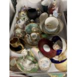 20th cent. Ceramics: Miniature teapots, milk jug and bowl, candlesticks including Dresden, etc. (