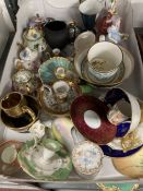 20th cent. Ceramics: Miniature teapots, milk jug and bowl, candlesticks including Dresden, etc. (