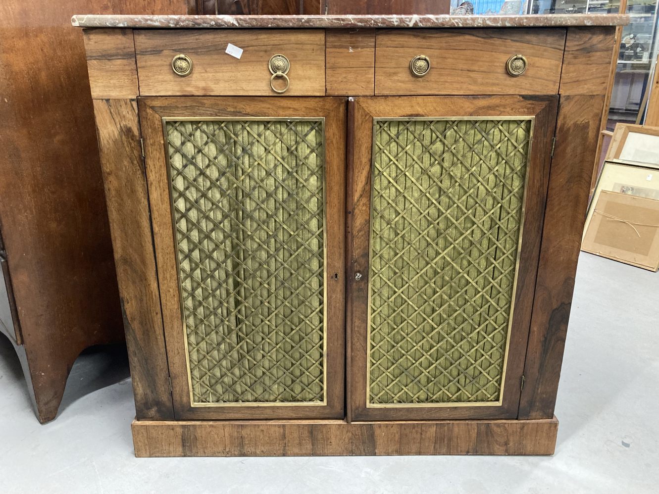 19th cent. Mahogany inlaid straight fronted chest of three long and two short drawers with oval - Image 6 of 6