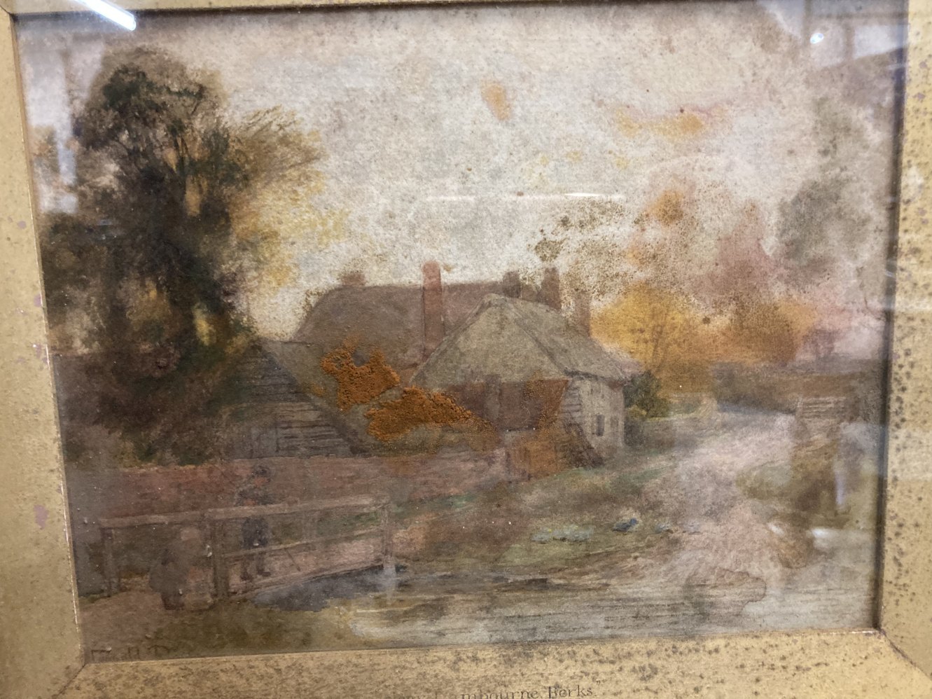 Leopold Rivers watercolour Near Lambourn, Berks, in gilt frame, requiring restoration. 14ins. x - Image 2 of 2