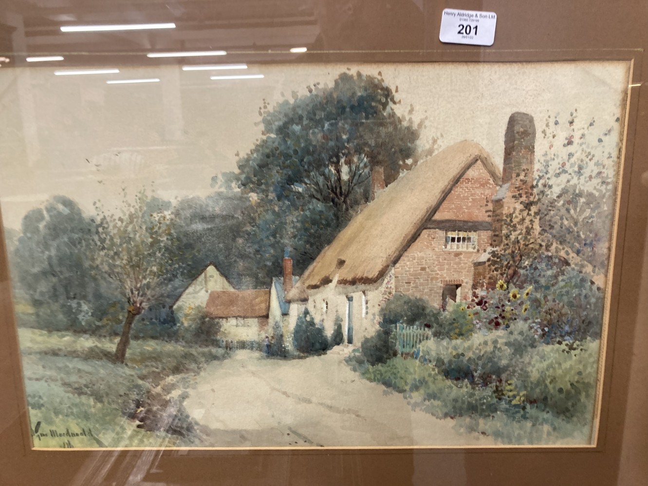 Early 20th cent. English School: Watercolours on paper, country cottages, signed MacDonald, dated - Image 2 of 3