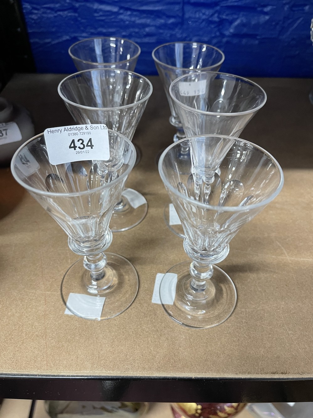 19th cent. English ale glasses. Set of six. 4½ins.