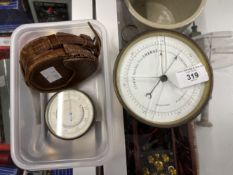 Scientific Instruments: Asprey brass pocket compensated barometer, leather cased. Dia. 2½ins. Plus