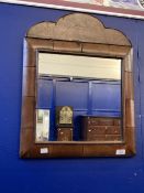 18th cent. Walnut cushion frame mirror with cresting/later glass. 18ins. x 23ins.