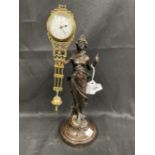 Clocks: Early 20th cent. Bronzed figural swinging pendulum clock by Junghans, the figure of Diana