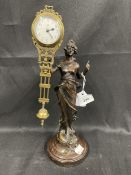 Clocks: Early 20th cent. Bronzed figural swinging pendulum clock by Junghans, the figure of Diana