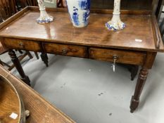 Late 18th/early 19th cent. Mahogany serving table with galleried top and three drawers on