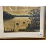 W. M. Broomfield watercolour pastel label on verso Maurice Broomfield Early Morning Beaulieu River