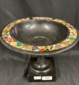 19th cent. Objects of Vertu: Grand Tour Derbyshire black marble Tazza inlaid with a band of semi