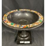 19th cent. Objects of Vertu: Grand Tour Derbyshire black marble Tazza inlaid with a band of semi