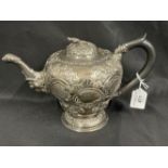 Hallmarked Georgian Silver: Teapot embossed decoration hallmarked London 1817. Weight 26.15oz.