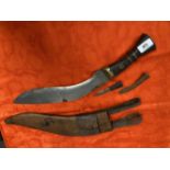 Militaria/Edged Weapons: WWI style MK2 Gurkha kukri marked with crow's foot and 1917 in leather